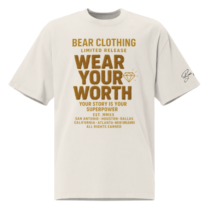 Wear Your Worth Light Brown Full Body Oversized faded t-shirt - Bearclothing