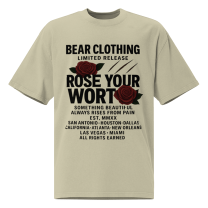 Oversized Black Print Full body Wear Your Worth faded t-shirt - Bearclothing