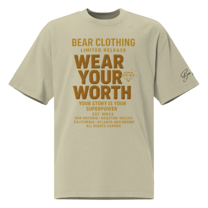 Wear Your Worth Light Brown Full Body Oversized faded t-shirt - Bearclothing
