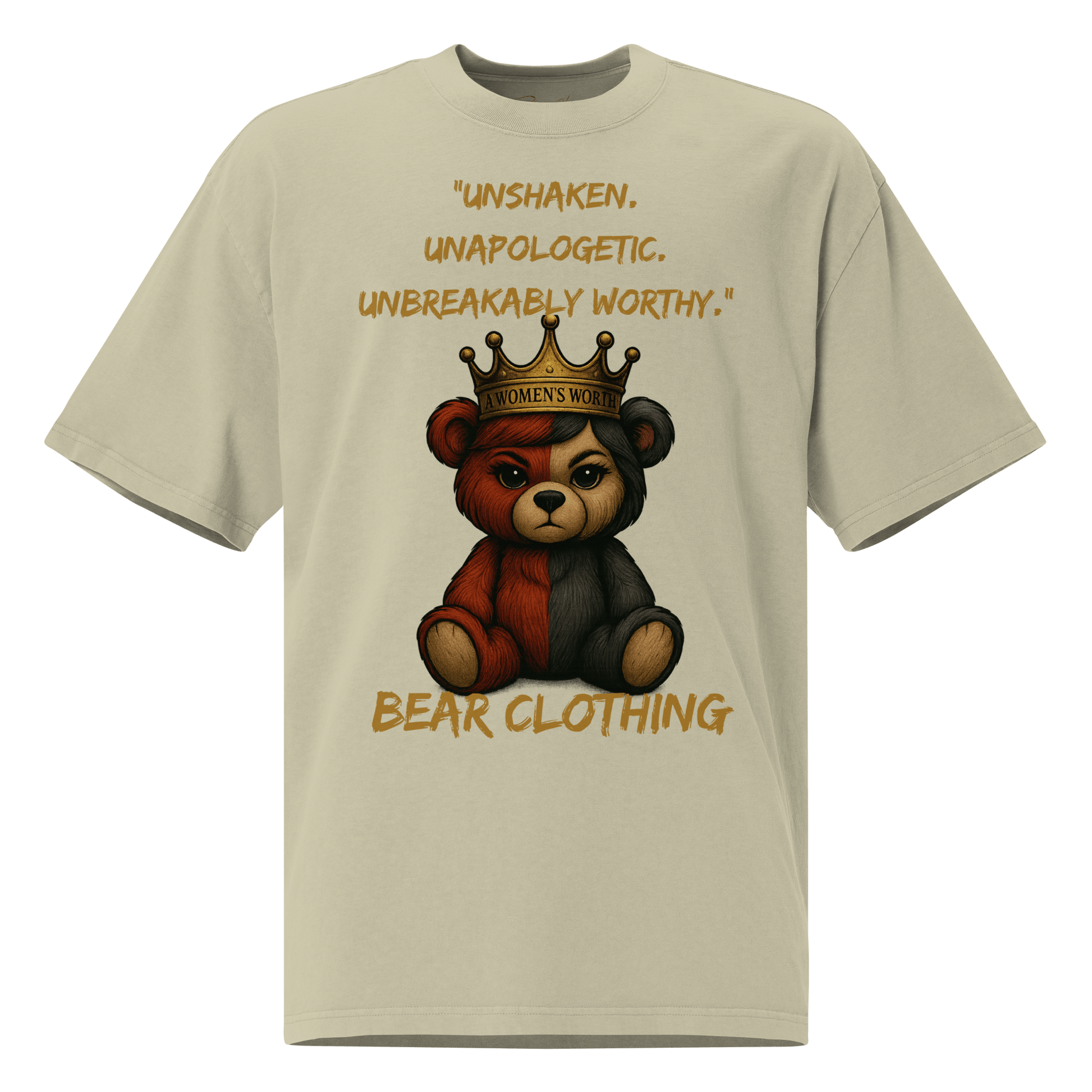 A Women’s Worth Full Body Oversized Faded T-Shirt - Bearclothing