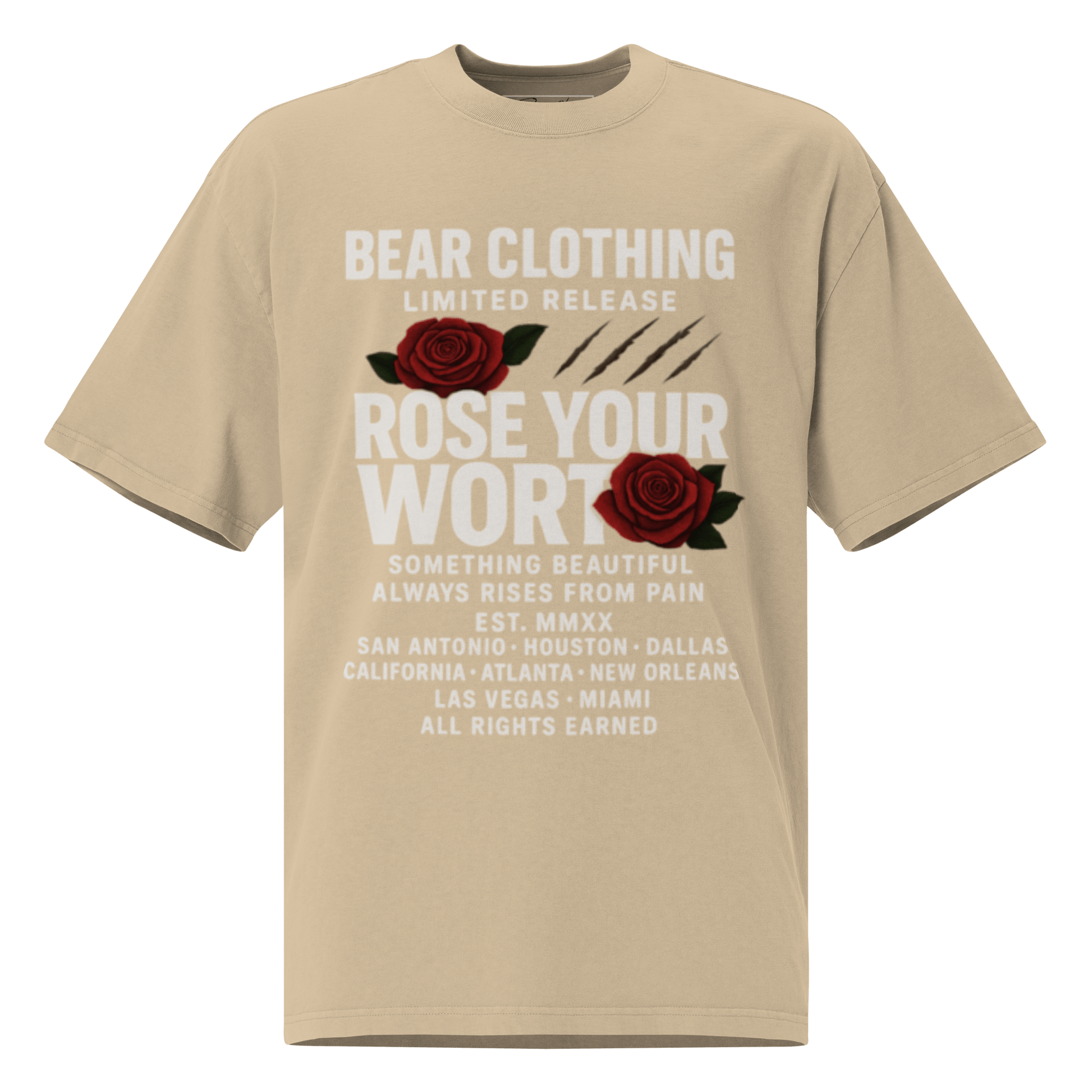 White Full Body Print Wear Your Worth Oversized Pump Cover faded t-shirt - Bearclothing