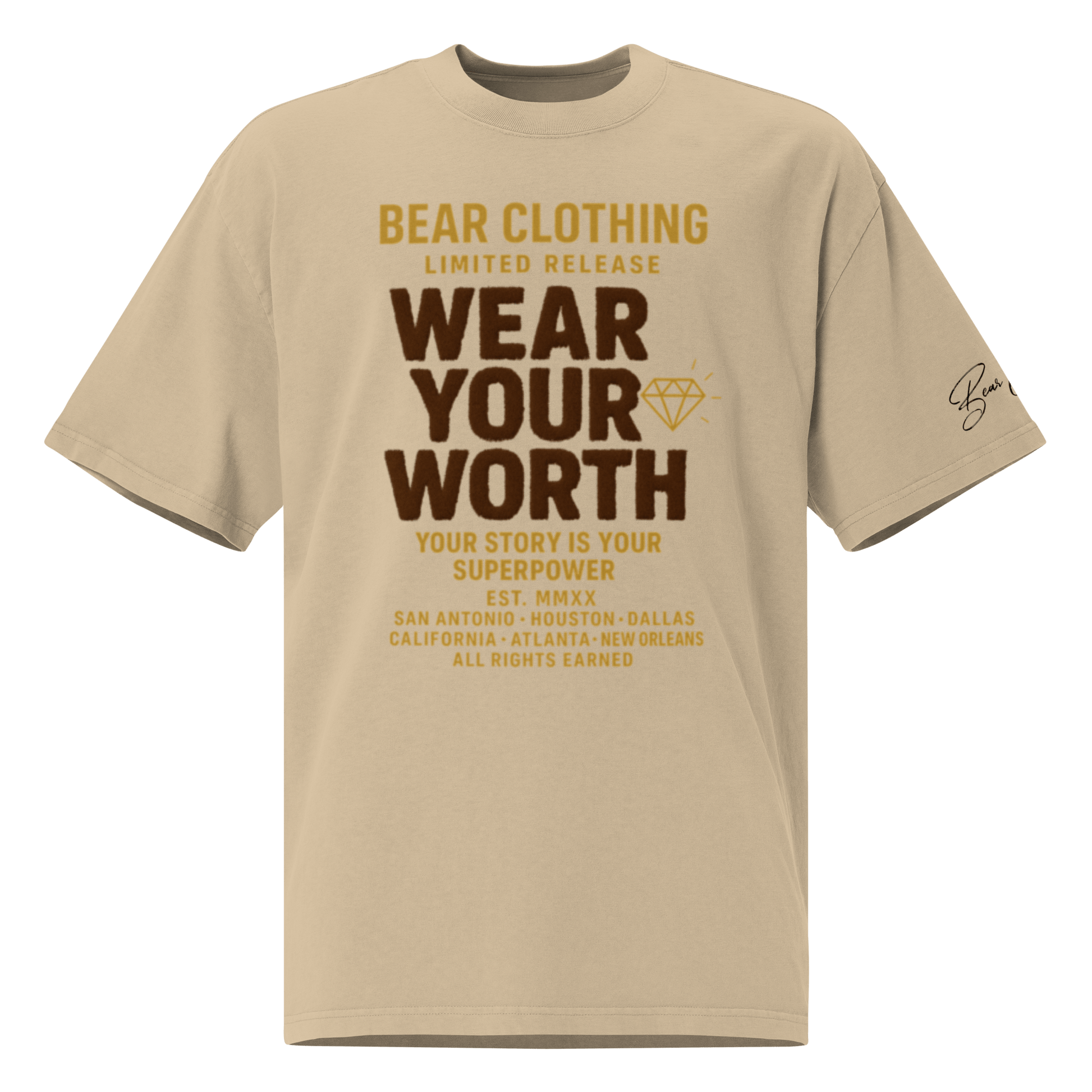 Wear Your Worth Full Body Oversized faded t-shirt - Bearclothing