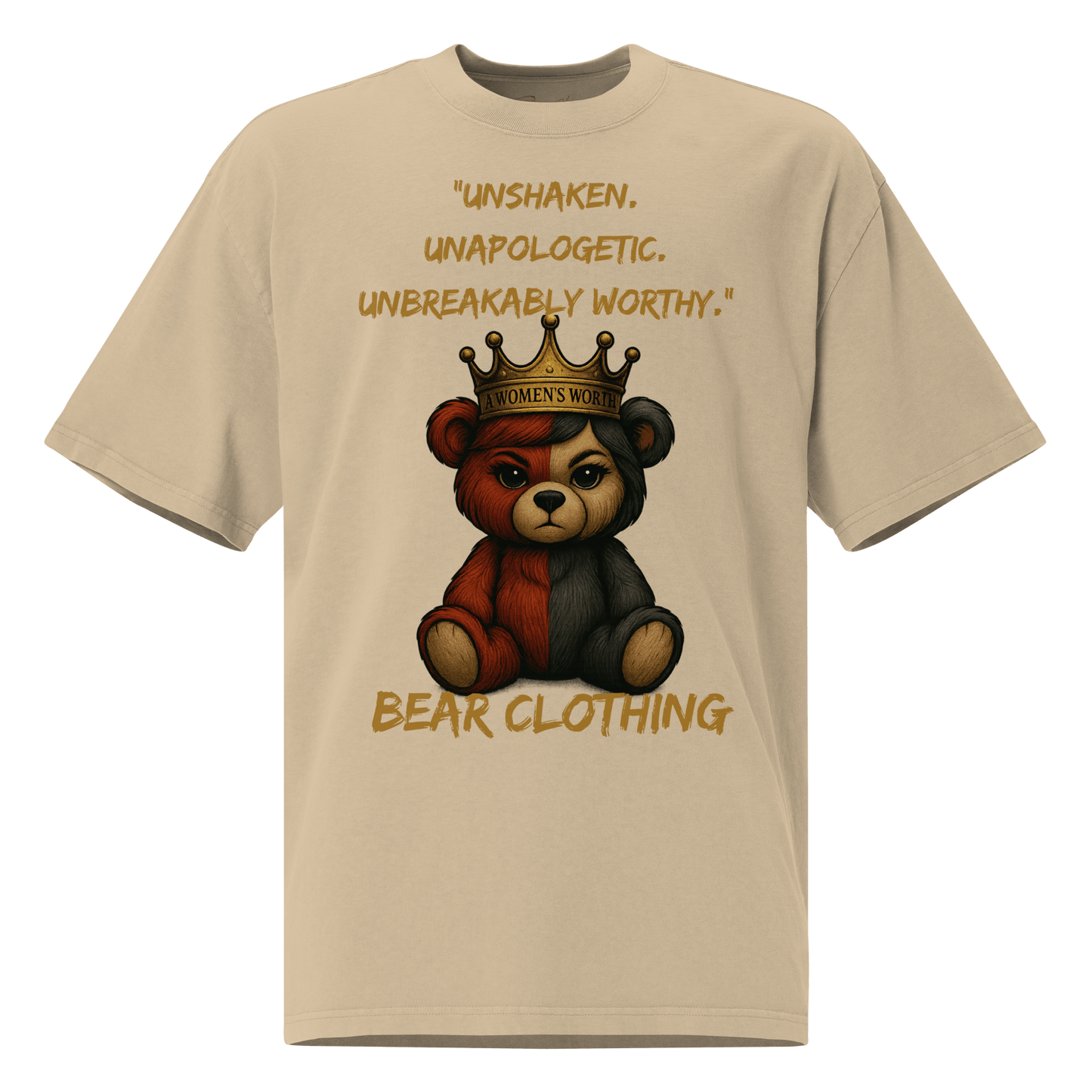 A Women’s Worth Full Body Oversized Faded T-Shirt - Bearclothing