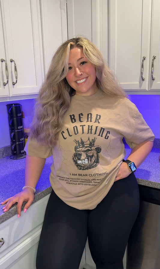 Black Print I Am Bear Clothing Oversized faded Pump Cover t-shirt - Bearclothing