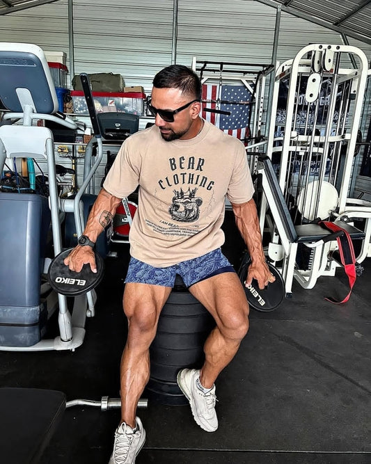 Black Print I Am Bear clothing Oversized Faded Graphic T-Shirt - Bearclothing