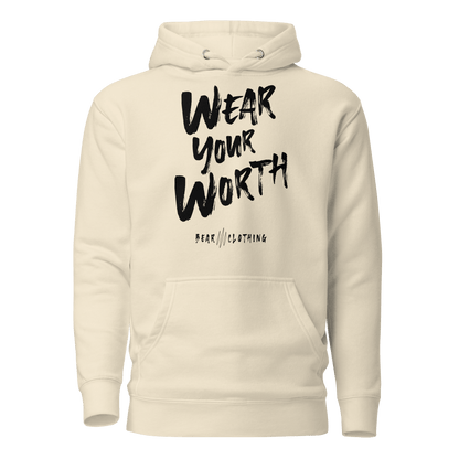 Fall Wear Your Worth Black Print Unisex Hoodie - Bearclothing