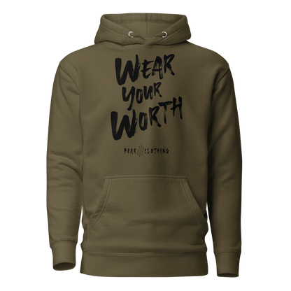 Fall Wear Your Worth Black Print Unisex Hoodie - Bearclothing