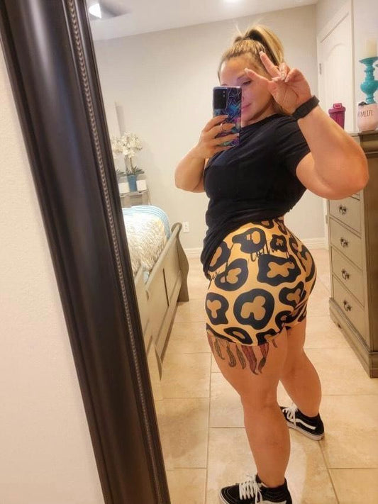 Yoga Cheetah Print Shorts - Bearclothing