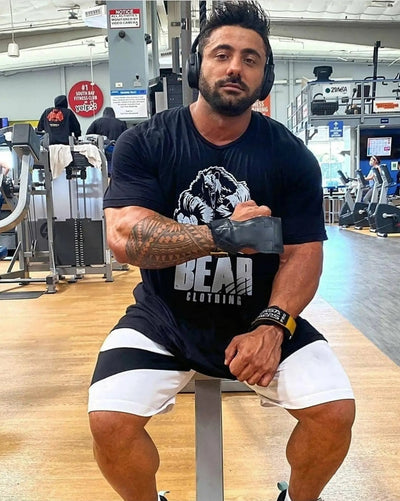 White Print Bear Strong Tee Click To See Multiple Colors Available'