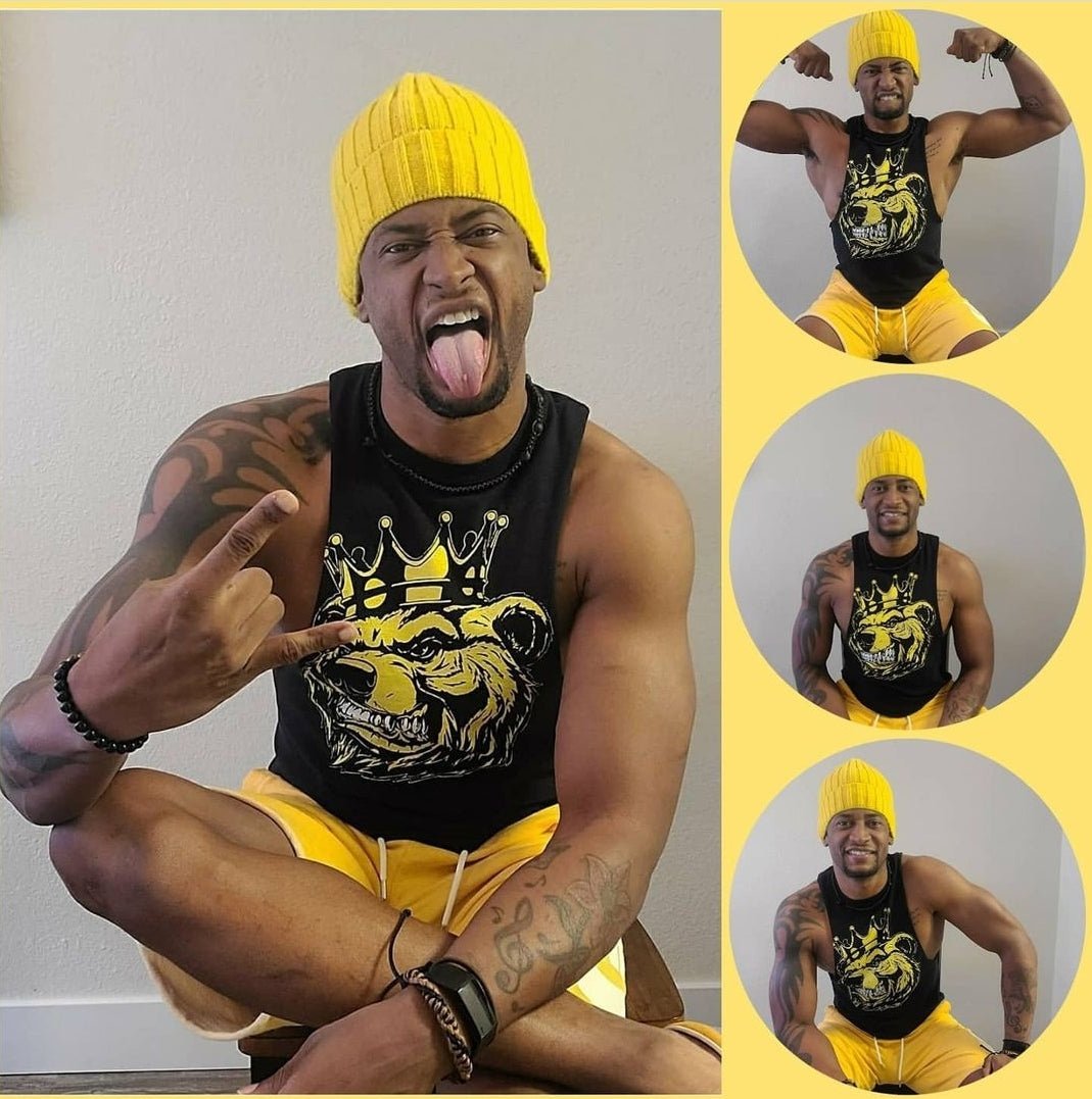 Yellow Bear with Crown Print Tee - Bearclothing