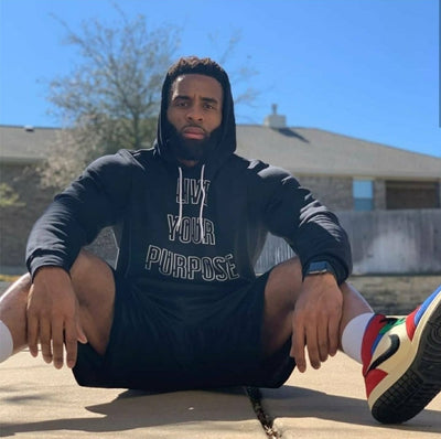 Live Your Purpose White Print Unisex Hoodie....