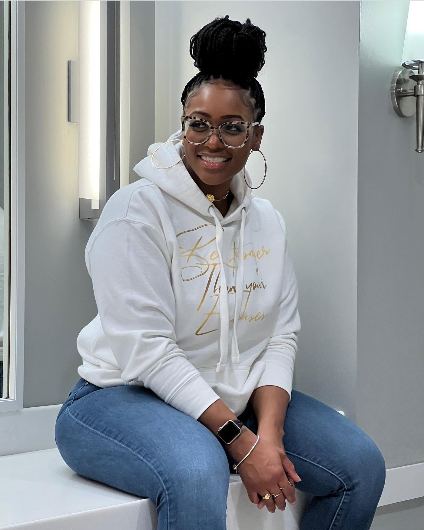 Fall Gold Print Stronger Than Your Excuses Unisex Hoodie