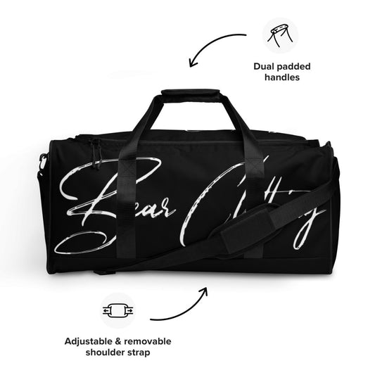 White Print Black Duffle Bag Accessories - Bearclothing