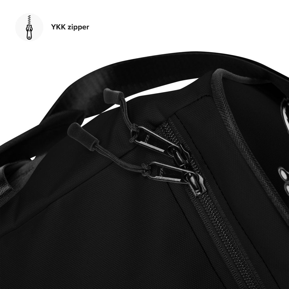 White Print Black Duffle Bag Accessories - Bearclothing