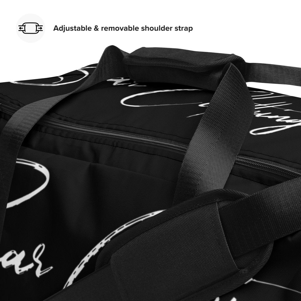 White Print Black Duffle Bag Accessories - Bearclothing