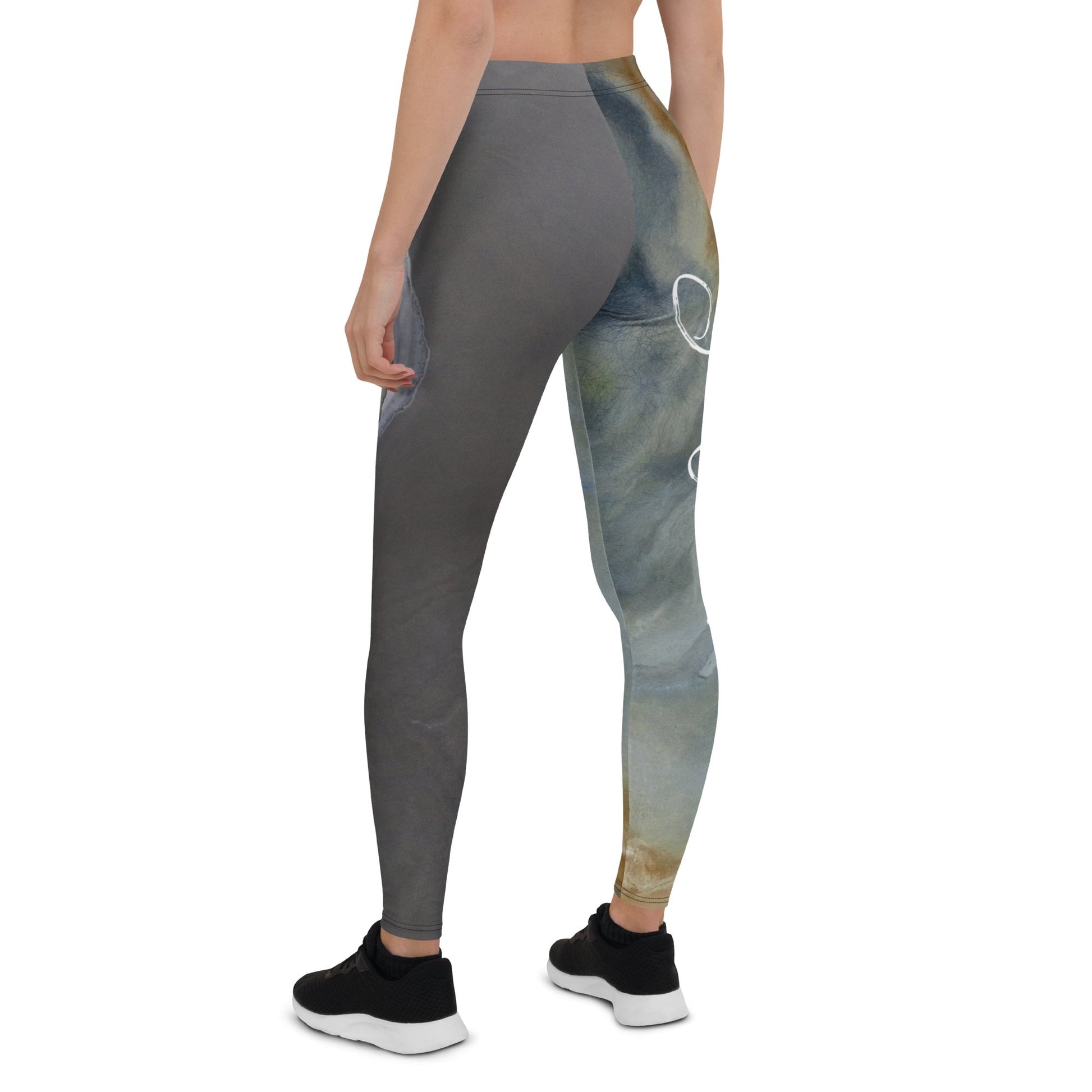 Yoga Marble Falls White Signature Print Leggings - Bearclothing