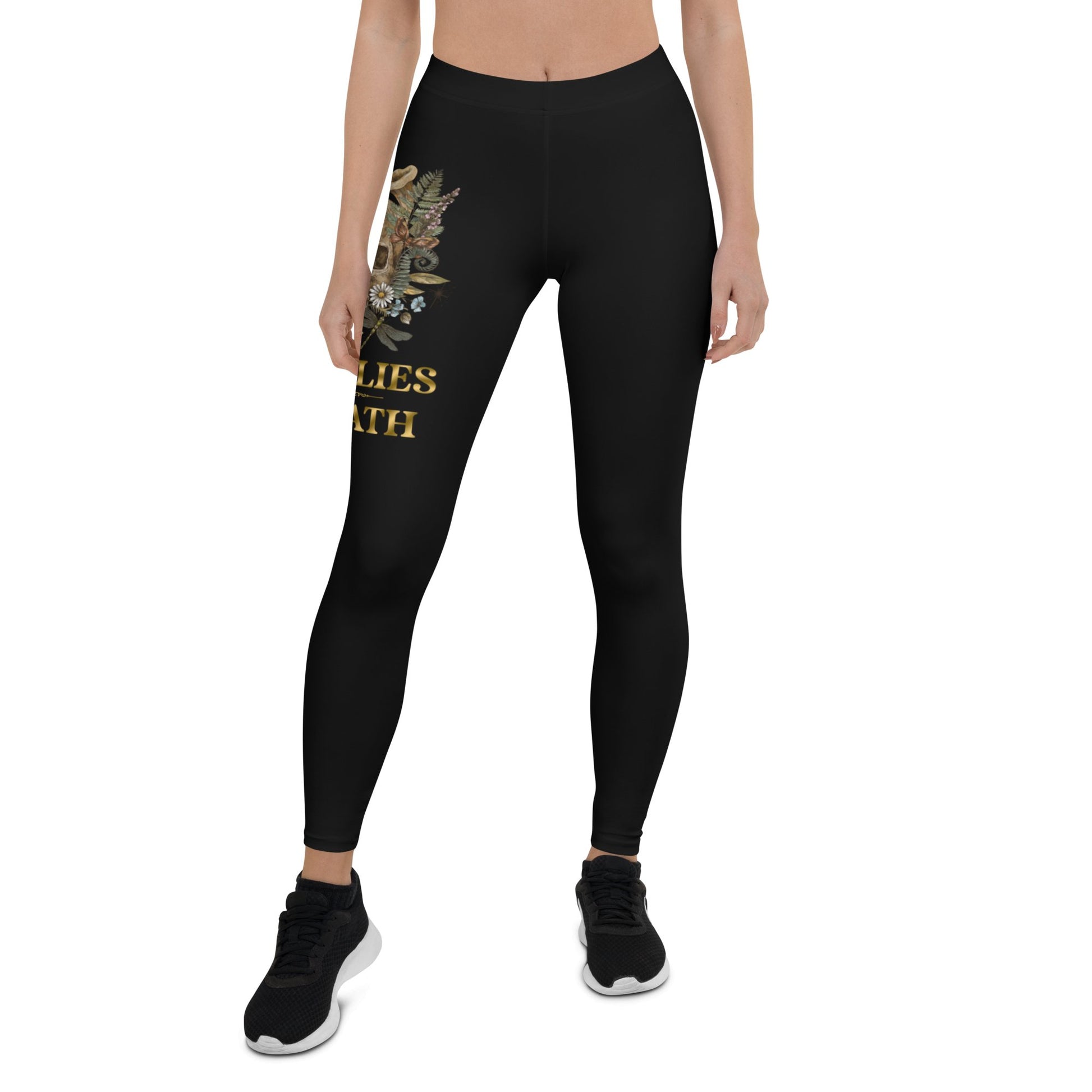 YOGA WHAT LIES BENEATH BLACK PRINT SQUAT PROOF LEGGINGS - Bearclothing