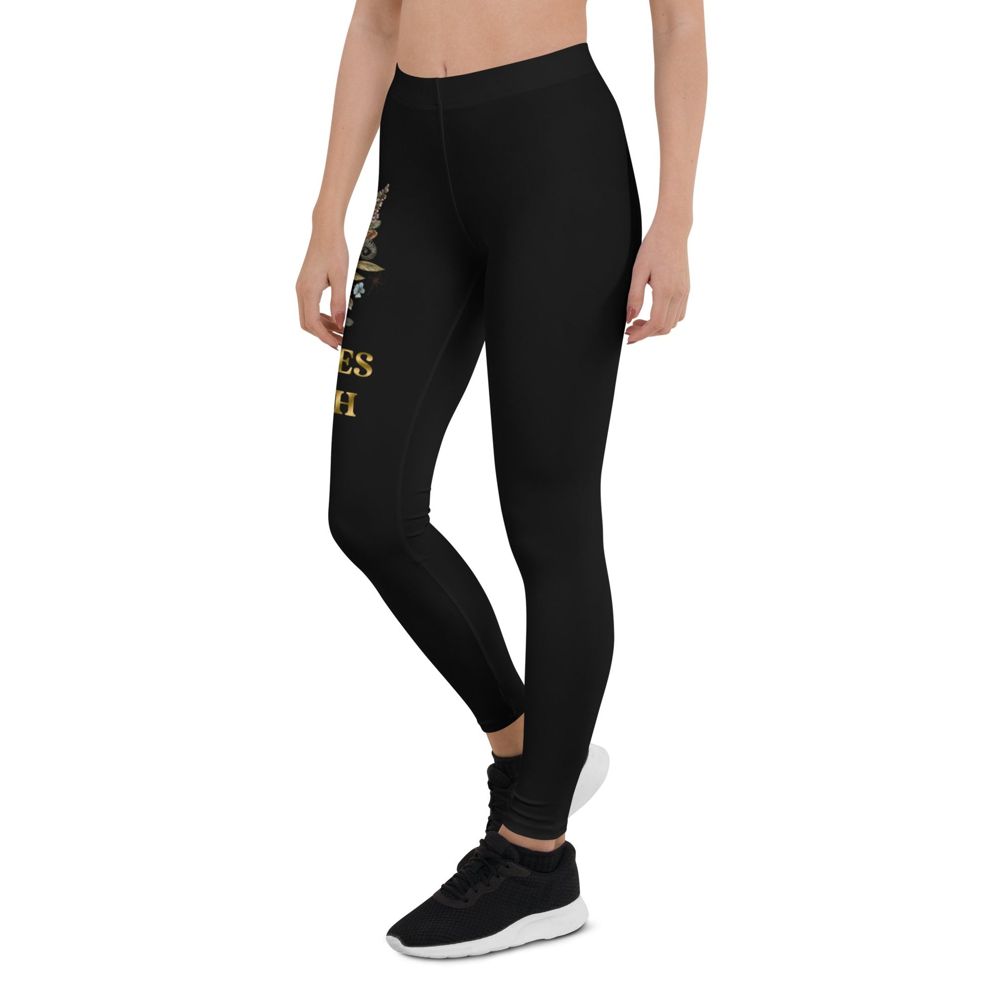 YOGA WHAT LIES BENEATH BLACK PRINT SQUAT PROOF LEGGINGS - Bearclothing