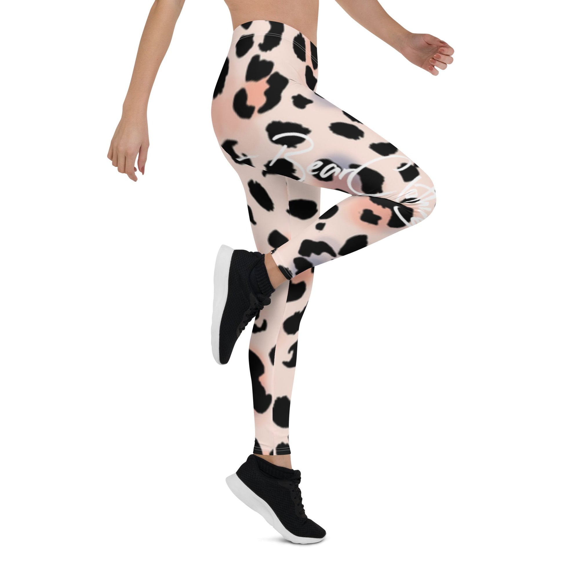 yoga She's a Beast Pink Leopard Leggings - Bearclothing