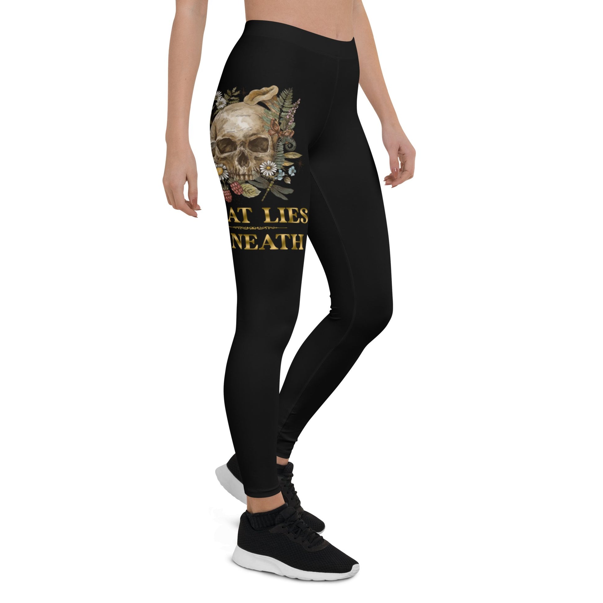 YOGA WHAT LIES BENEATH BLACK PRINT SQUAT PROOF LEGGINGS - Bearclothing