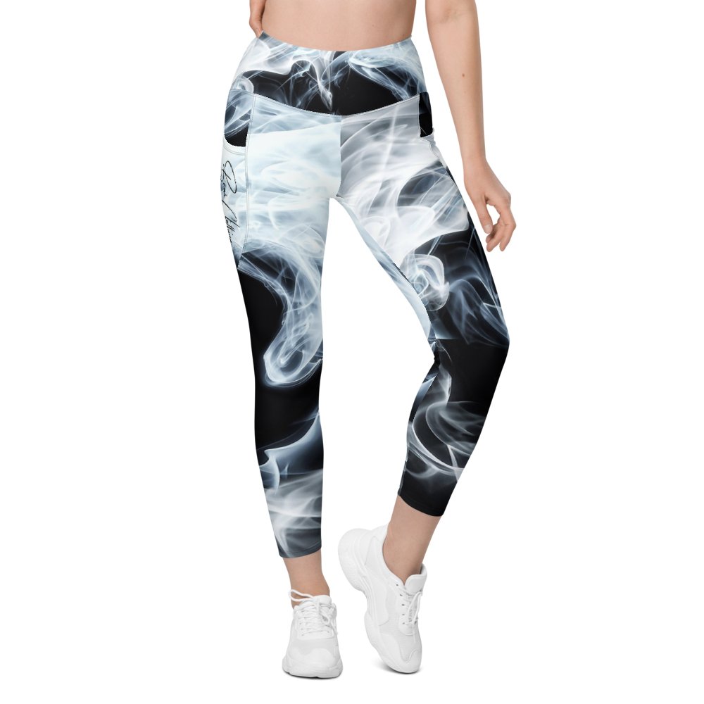 yoga Smoke Leggings with Black Print Signature pocket - Bearclothing