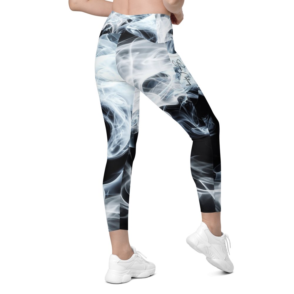 yoga Smoke Leggings with Black Print Signature pocket - Bearclothing