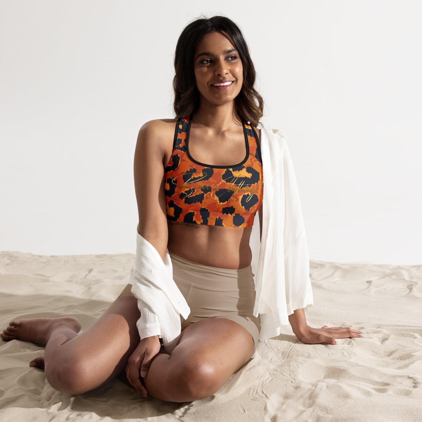 YOGA TIGER PRINT SHE'S A BEAST PADDED SPORTS BRA - Bearclothing