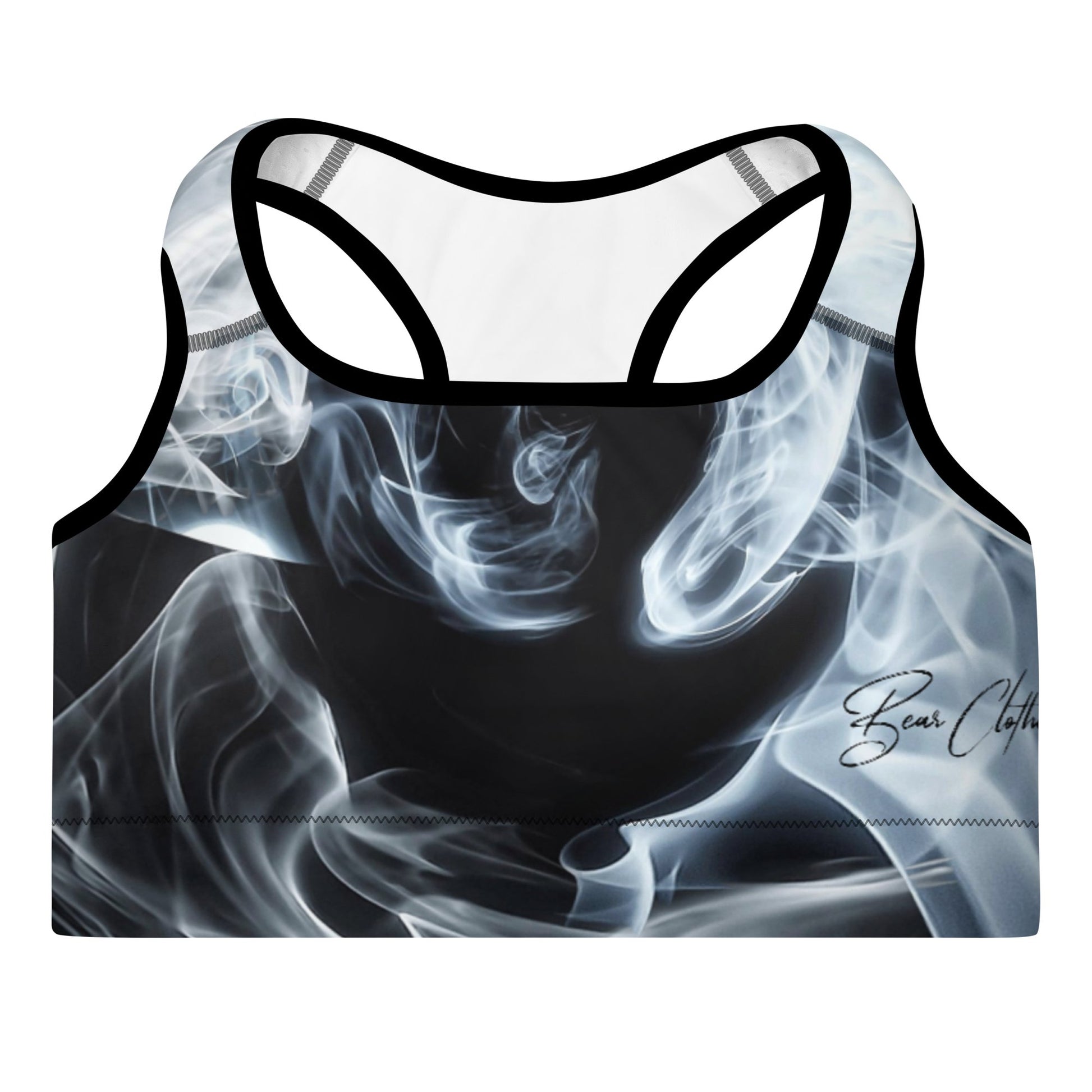 yoga smoke Padded Sports Bra with Black Signature Print - Bearclothing
