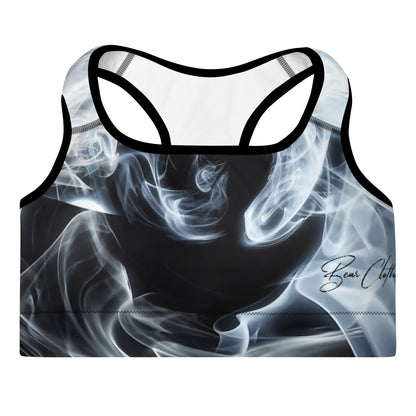 yoga smoke Padded Sports Bra with Black Signature Print - Bearclothing