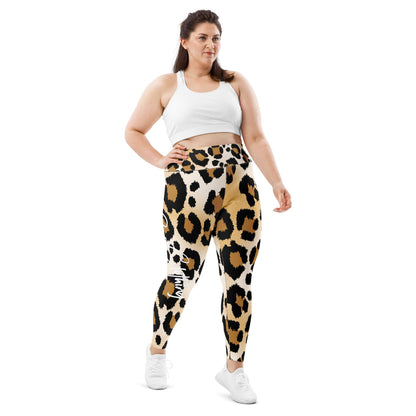Yoga (Plus Size) She's a Beast Leopard Leggings - Bearclothing