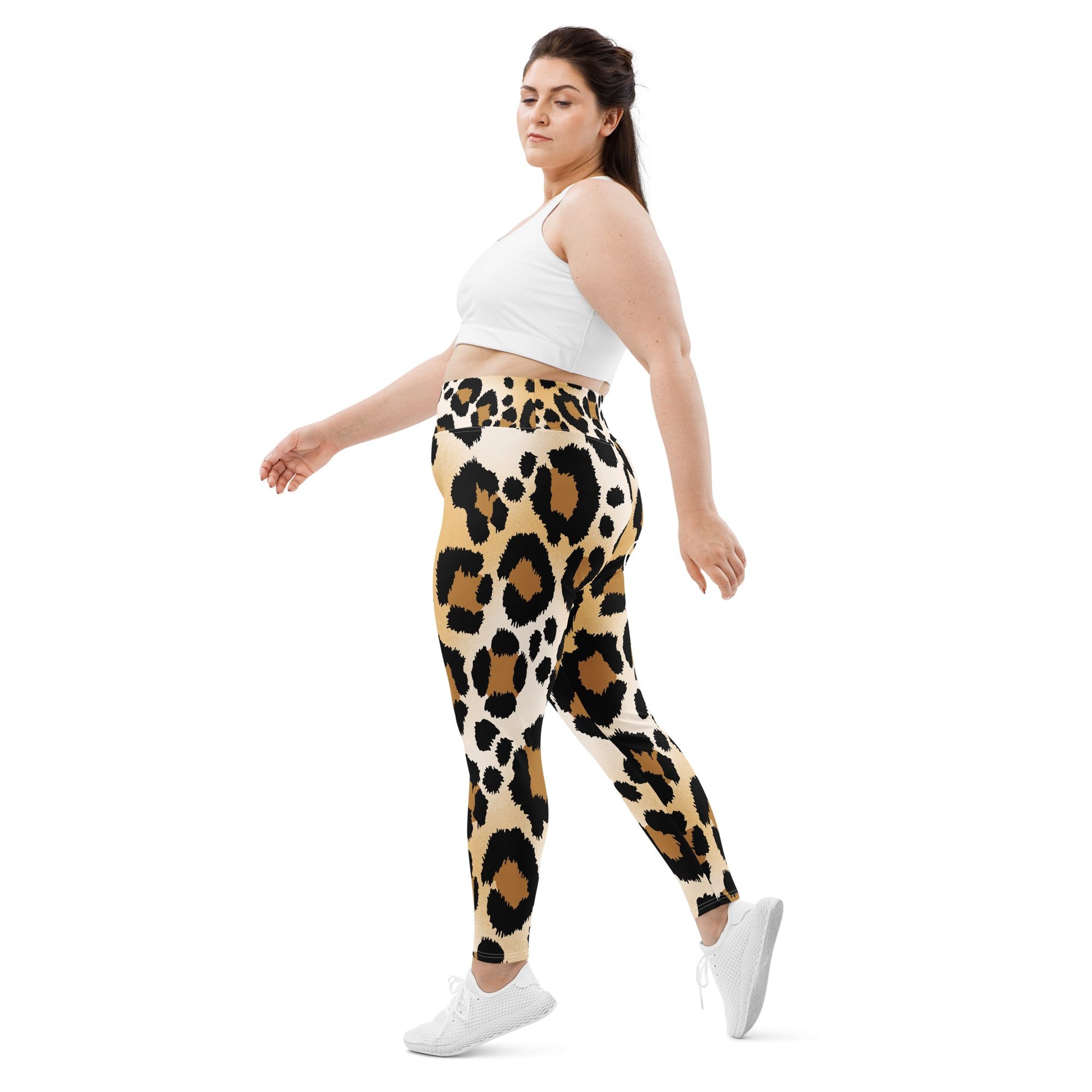 Yoga (Plus Size) She's a Beast Leopard Leggings - Bearclothing