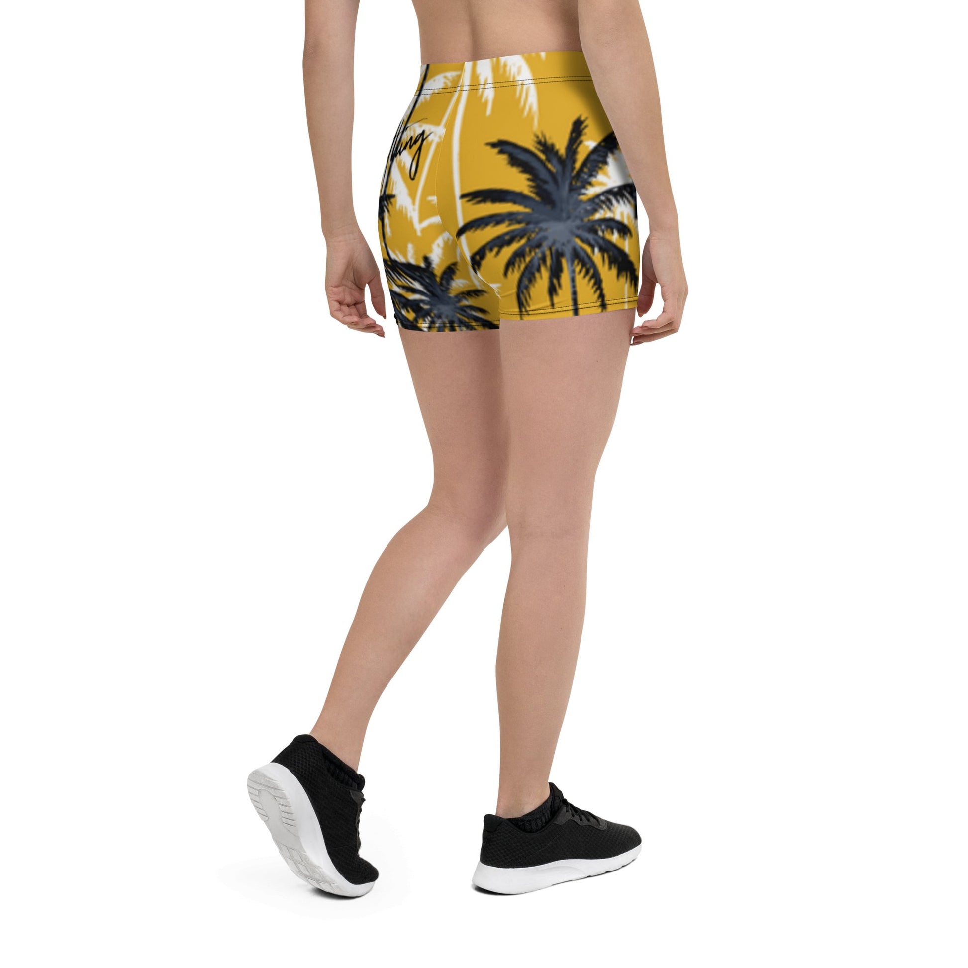 Palm Tree Yoga Shorts - Bearclothing