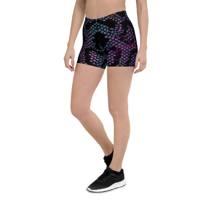 Purple Mamba Print Yoga Shorts