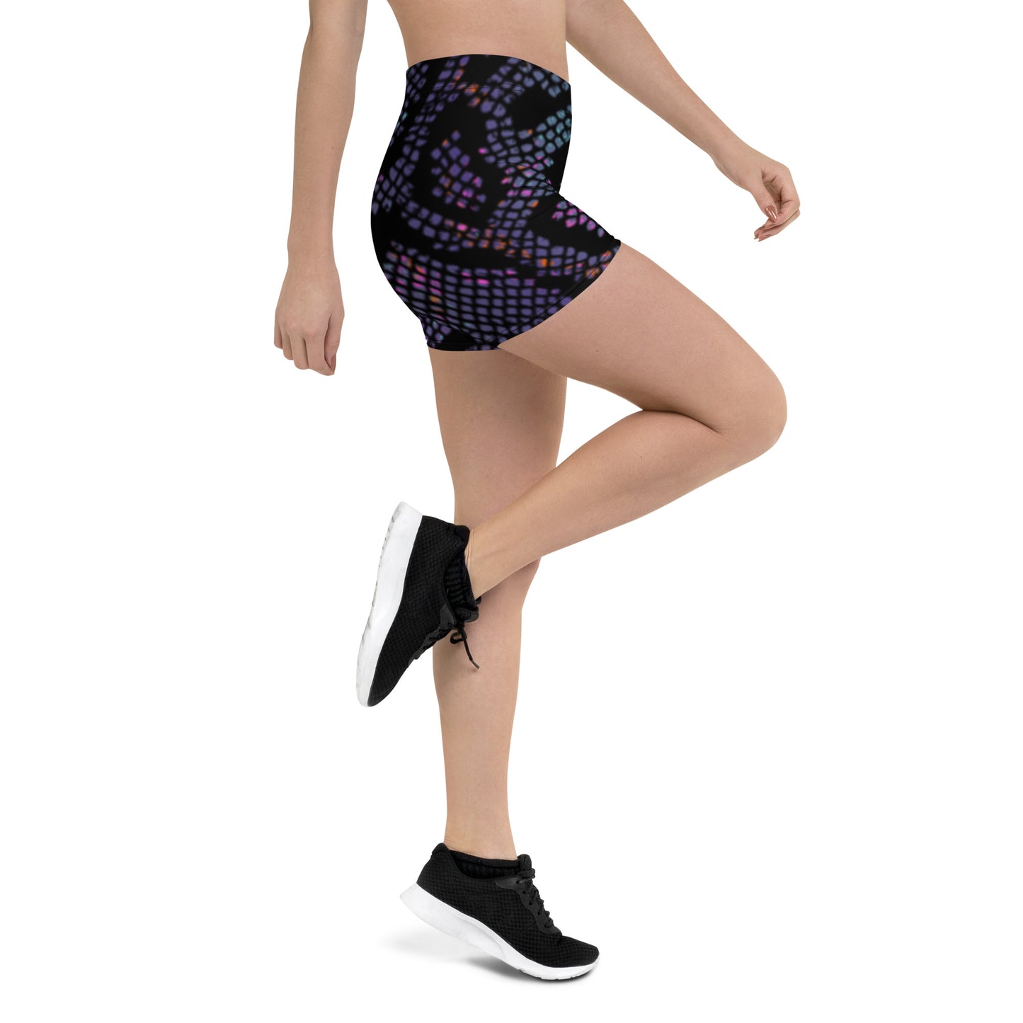 Purple Mamba Print Yoga Shorts