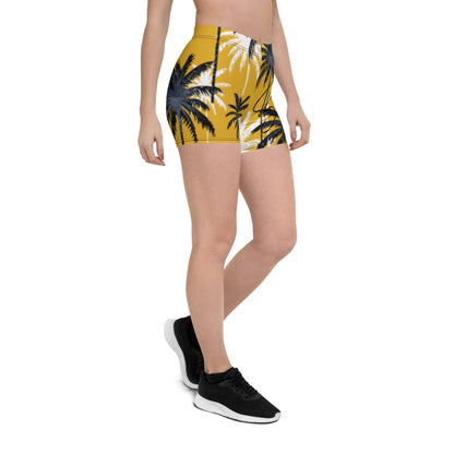 Palm Tree Yoga Shorts - Bearclothing