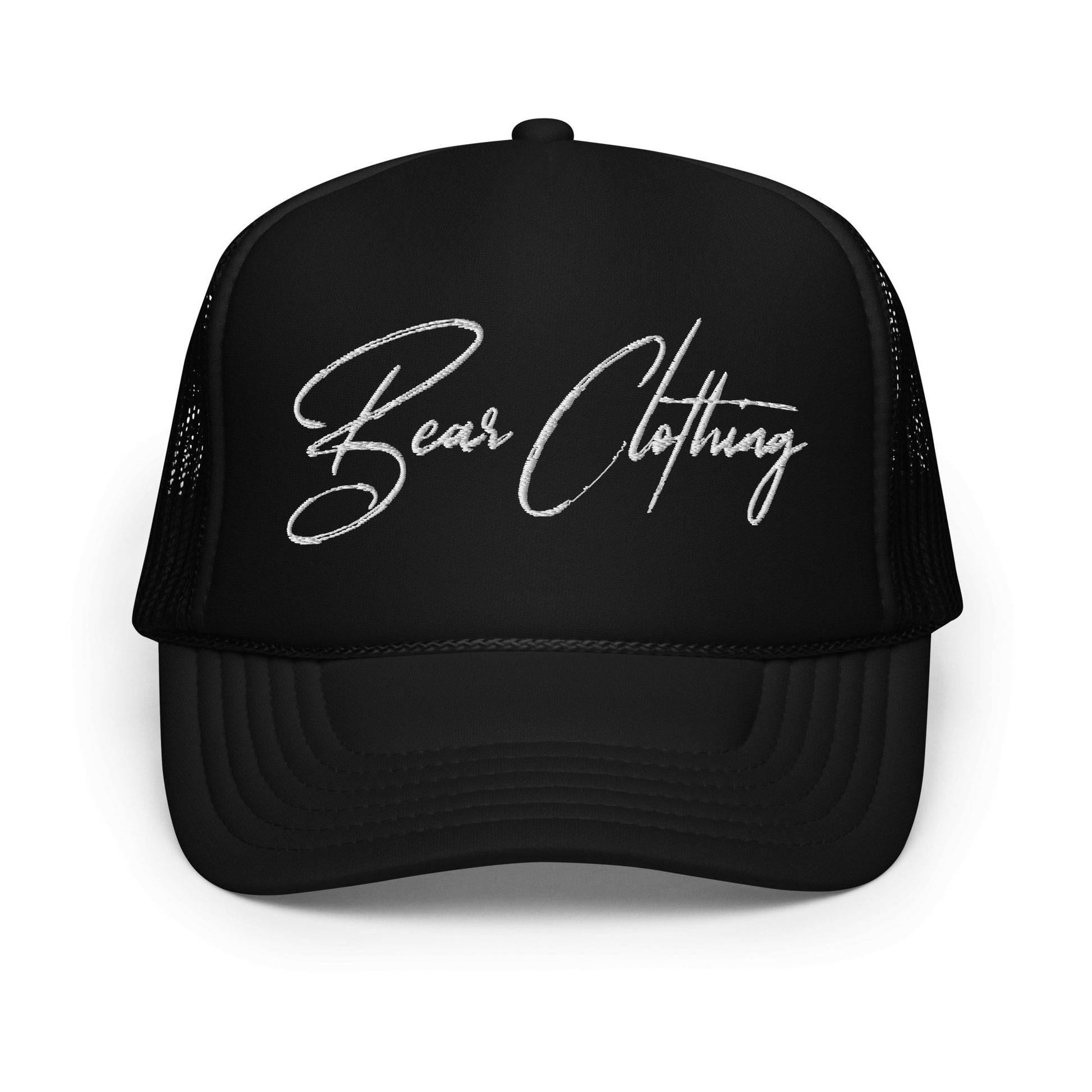 White Print Foam Trucker Hat - Bearclothing