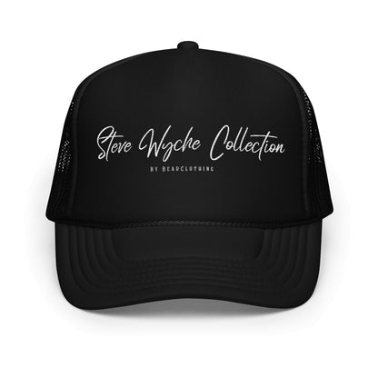 Steve Wyche White Print Embroidered Foam Trucker Hat - Bearclothing