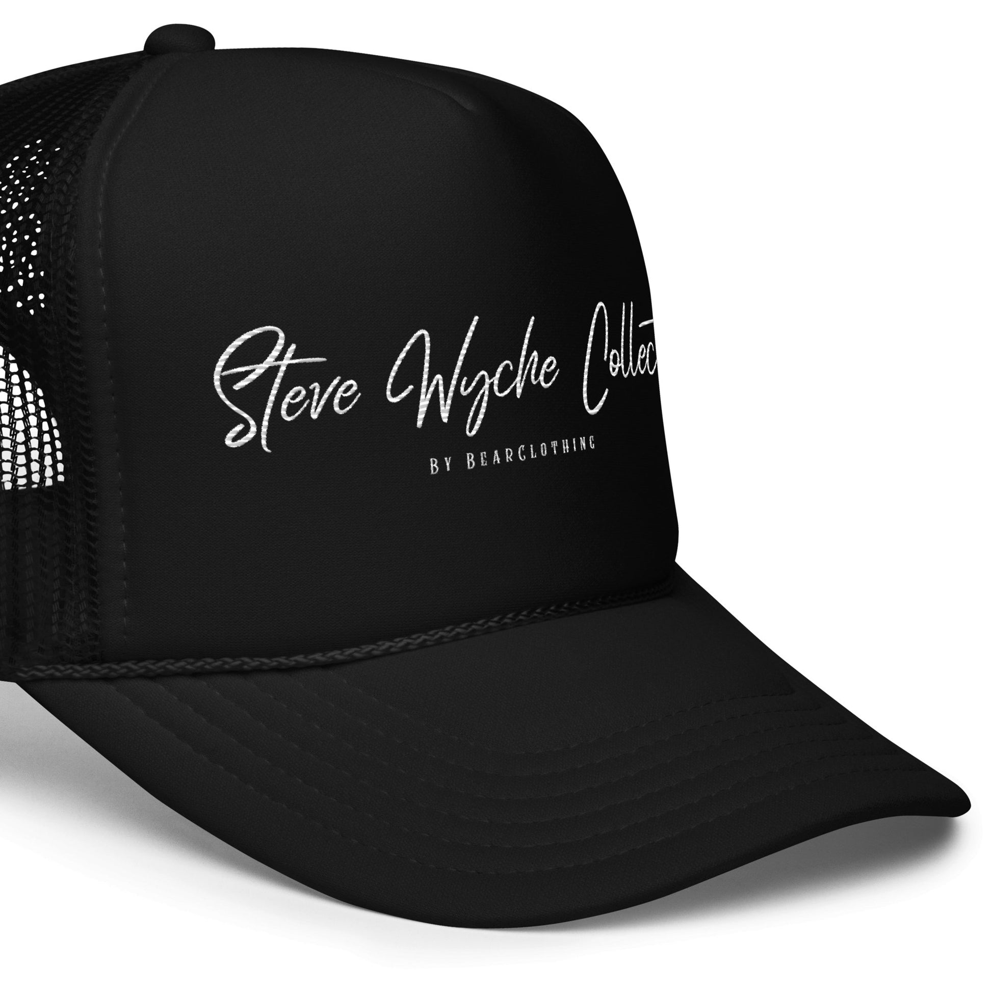 Steve Wyche White Print Embroidered Foam Trucker Hat - Bearclothing