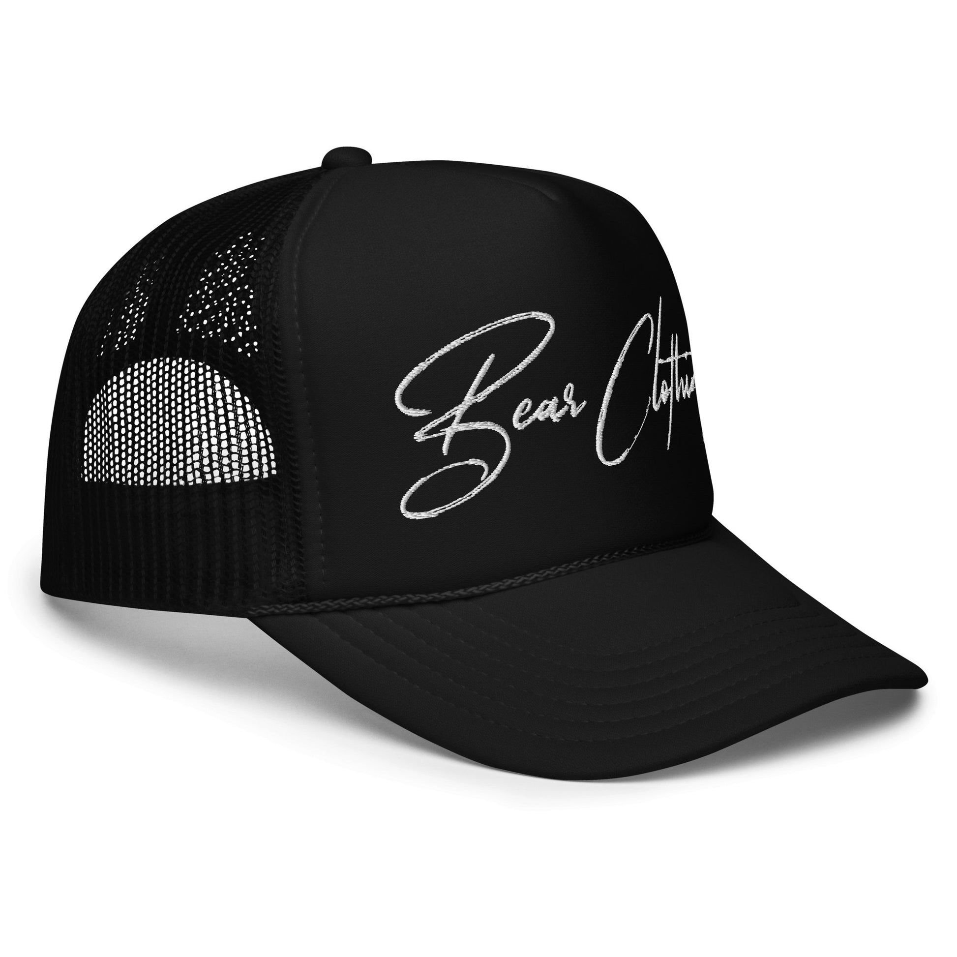 White Print Foam Trucker Hat - Bearclothing