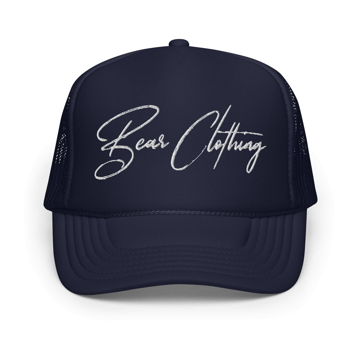 White Print Foam Trucker Hat - Bearclothing