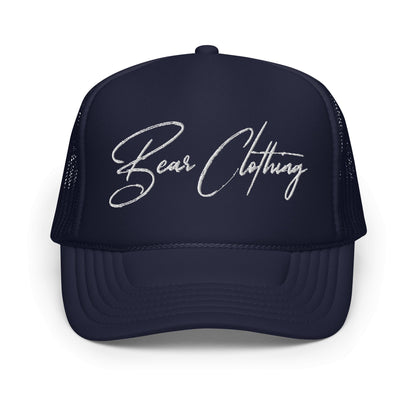 White Print Foam Trucker Hat - Bearclothing
