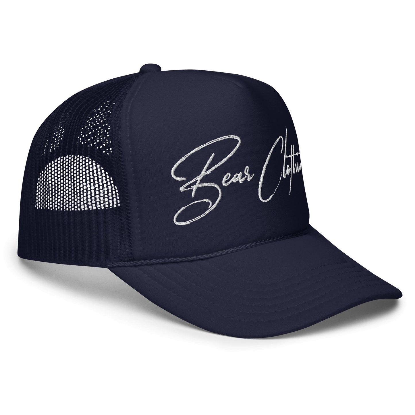 White Print Foam Trucker Hat - Bearclothing