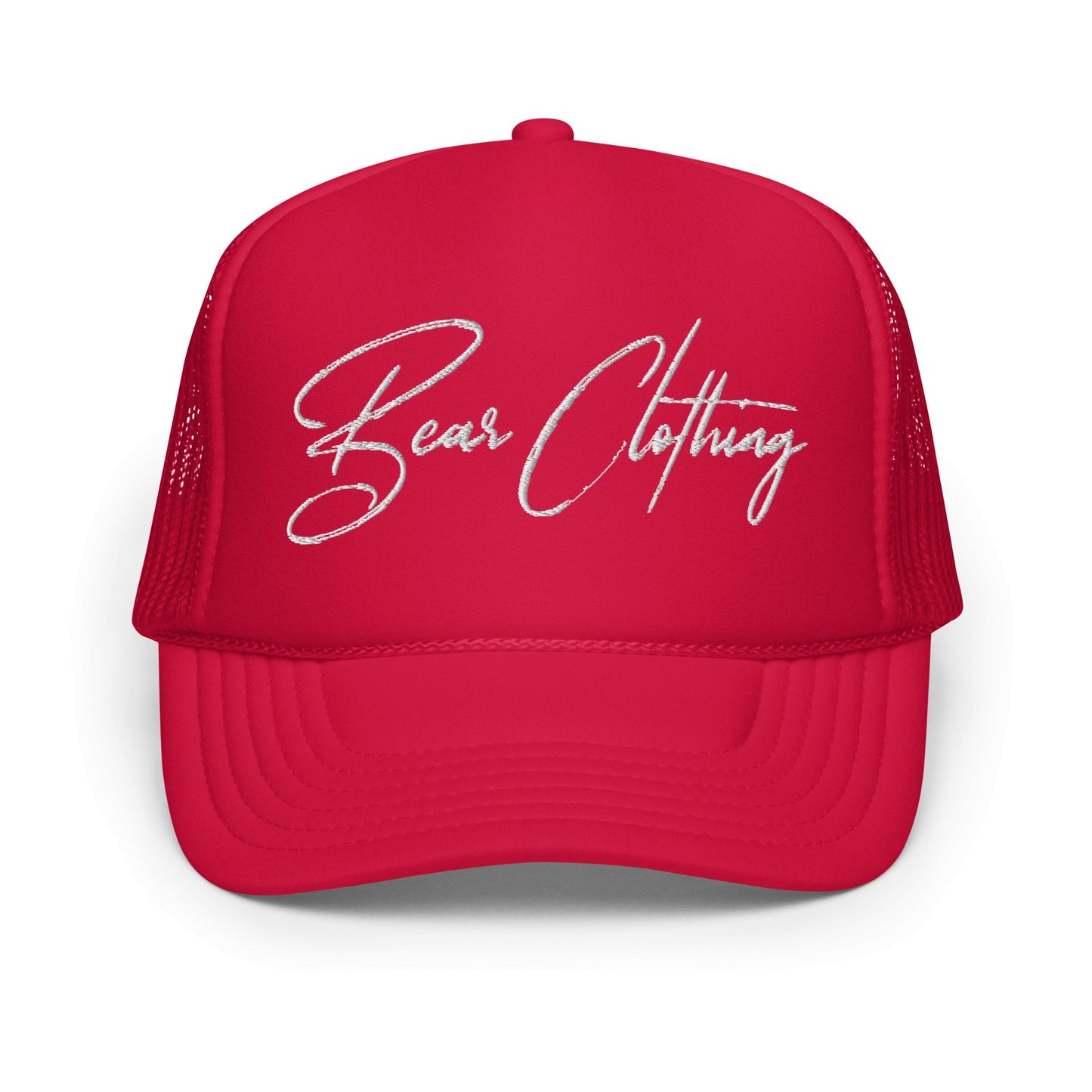 White Print Foam Trucker Hat - Bearclothing