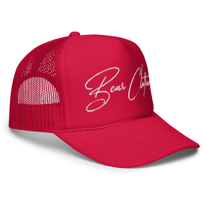 White Print Foam Trucker Hat - Bearclothing