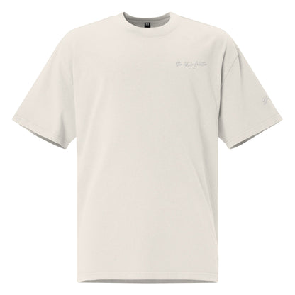 Steve Wyche White Embroidery Print Oversized Faded Tee - Bearclothing