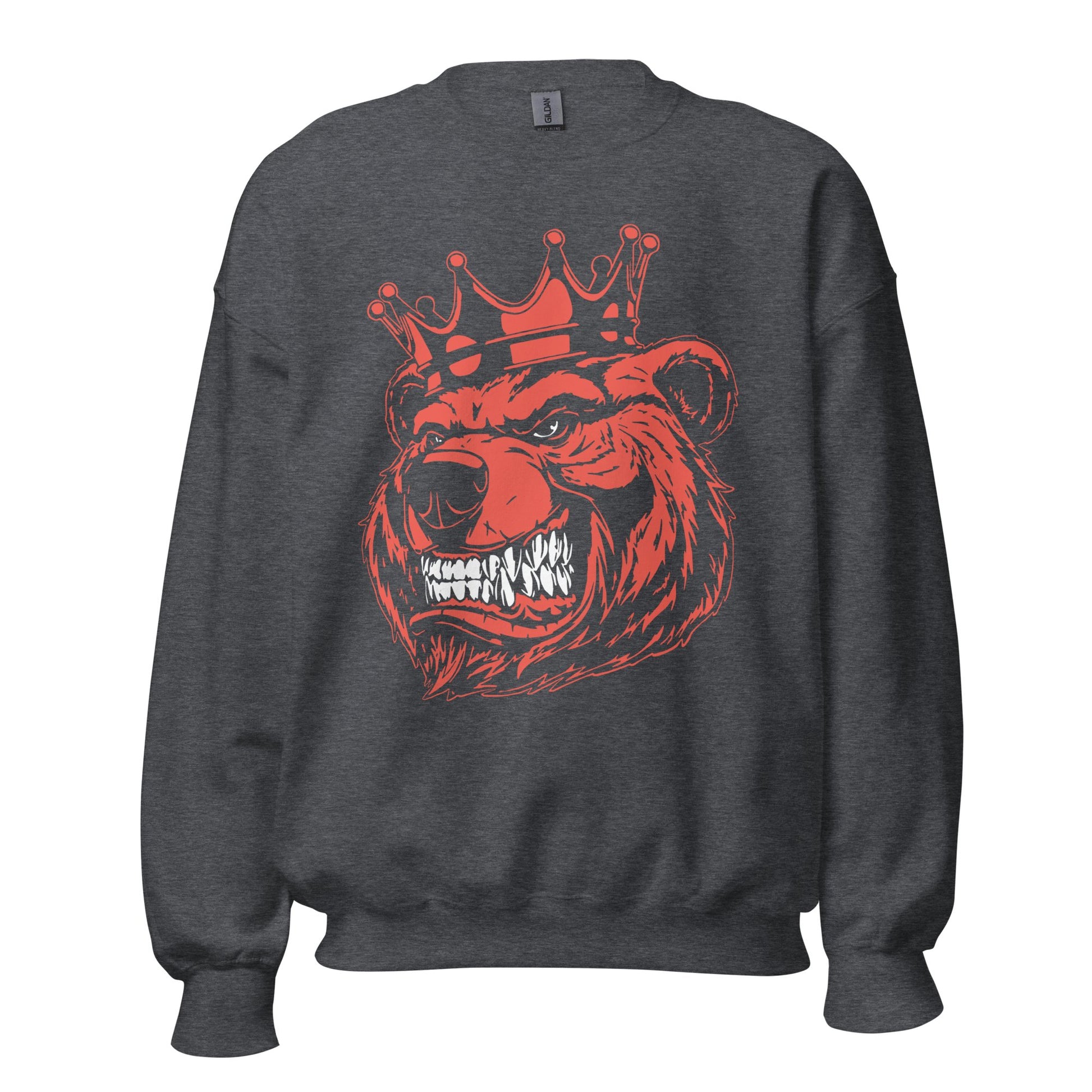 Red Bear with Crown Print Sweatshirt - Bearclothing