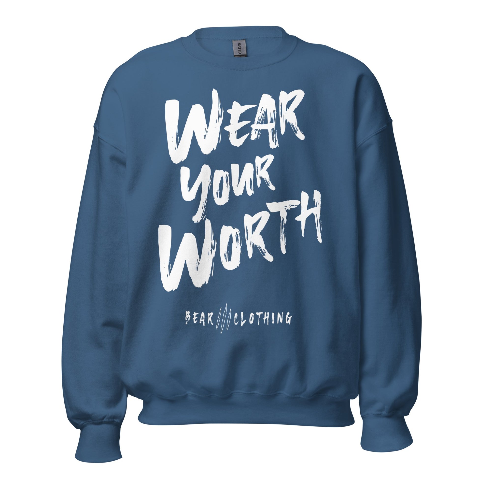 White Print Wear Your Worth Sweatshirt - Bearclothing