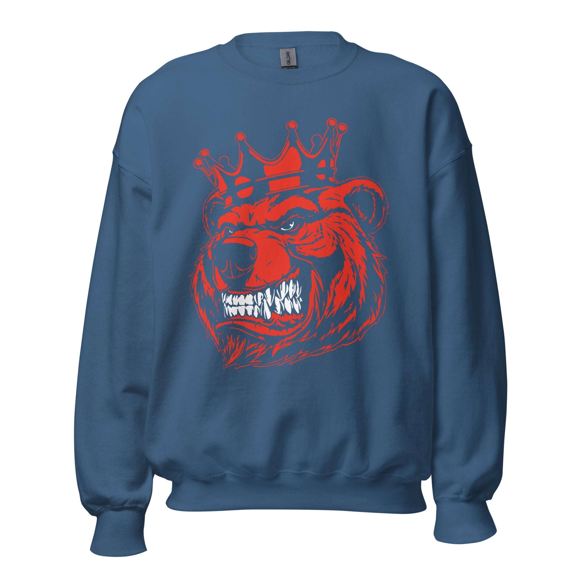 Red Bear with Crown Print Sweatshirt - Bearclothing