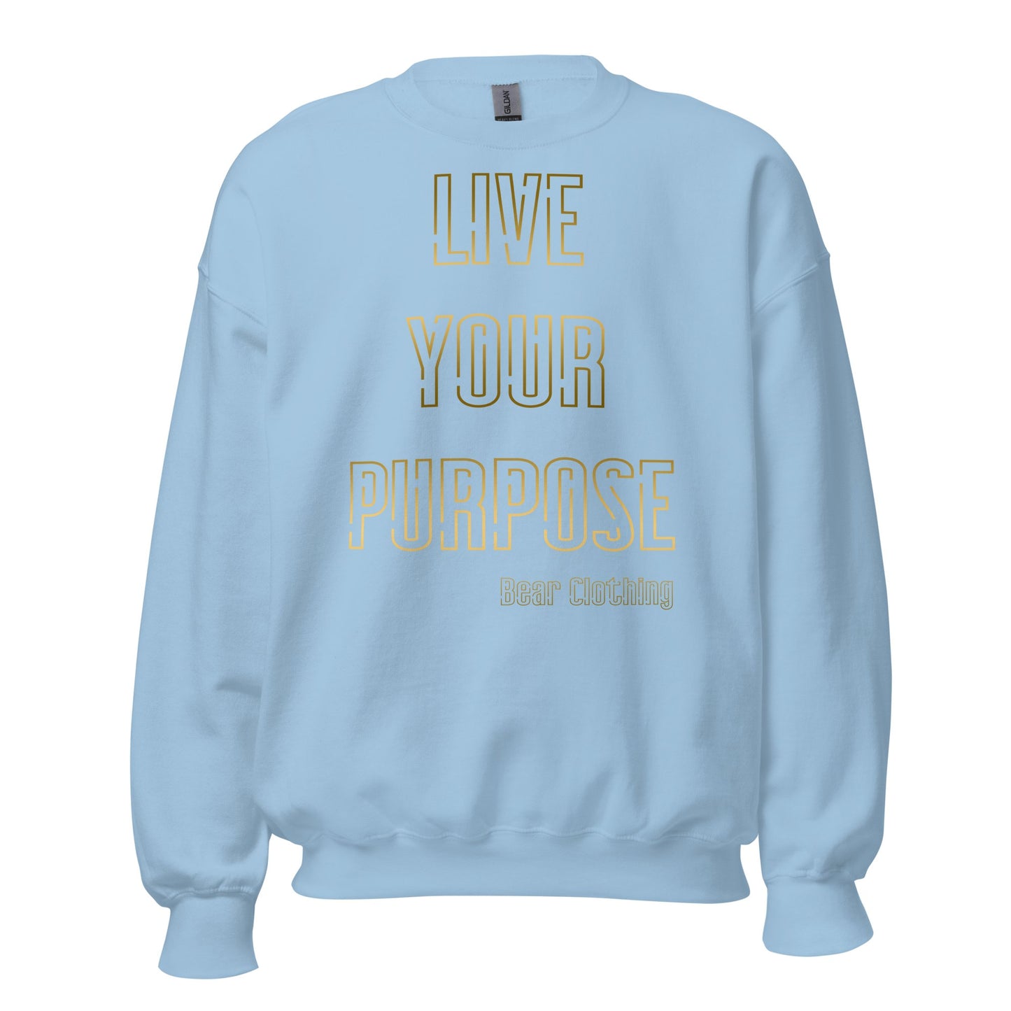 Fall Live Your Purpose Gold Print Unisex crewneck. - Bearclothing