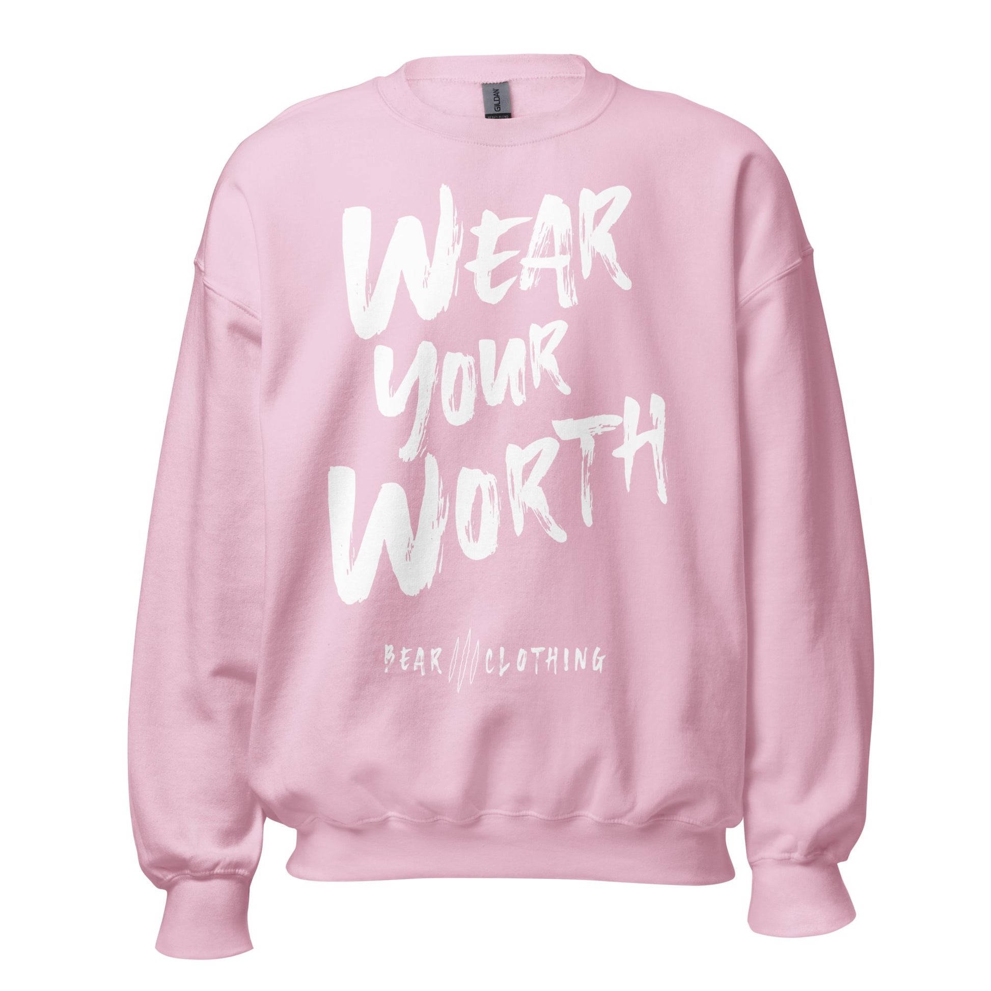 White Print Wear Your Worth Sweatshirt - Bearclothing